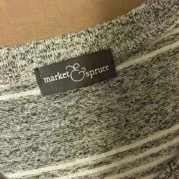 Market & Spruce Women’s Knit Top Grey Stripe 3/4 Sleeve Size L - Picture 4 of 7